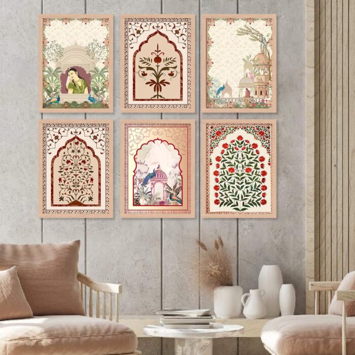 Multicolor Jardine Birds Set of 4 Brown Framed Painting - Image 1
