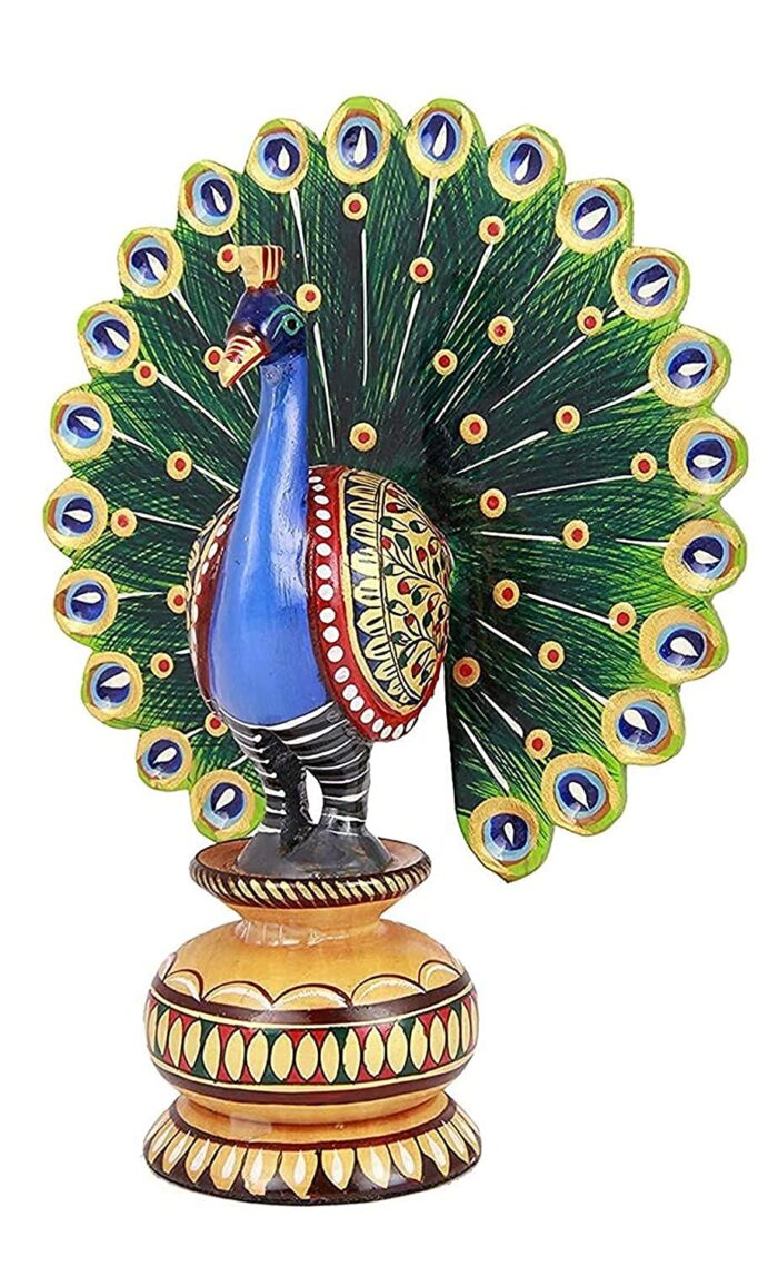 Khamma Ghanni Handicraft Wooden 3 Inches Peacock Showpiece Set of 2 for Home & Office Decor II Desk Organizer II Living Room II Guest Room II Office Decor II Gift Items - Image 4