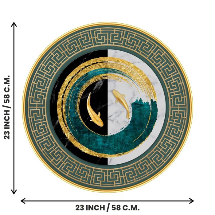 Livin'luxe paintings fish Abstract modern art Premium Sparkle lamination Golden Slim Frame 58 cm x 58 cm Large Size, For Home/Office/Hotel painting GR-17 - Image 4