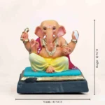 12 inch eco friendly Ganesh idol in Ambuja light yellow color front main view for Ganesh Chaturthi home pooja.