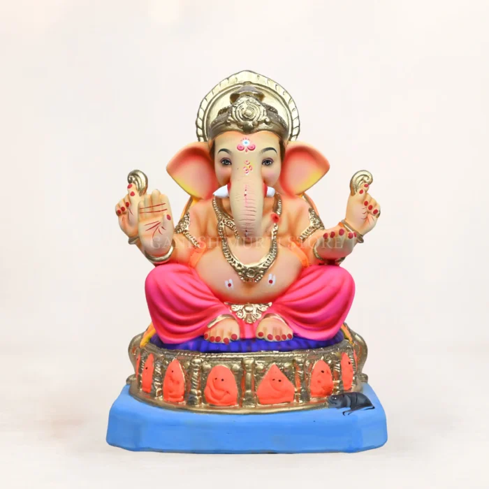 Ashtavinayak Pink Dhoti 15 Inch Eco Friendly Ganpati Idol handcrafted from Shadhu Mati for Ganesh Chaturthi