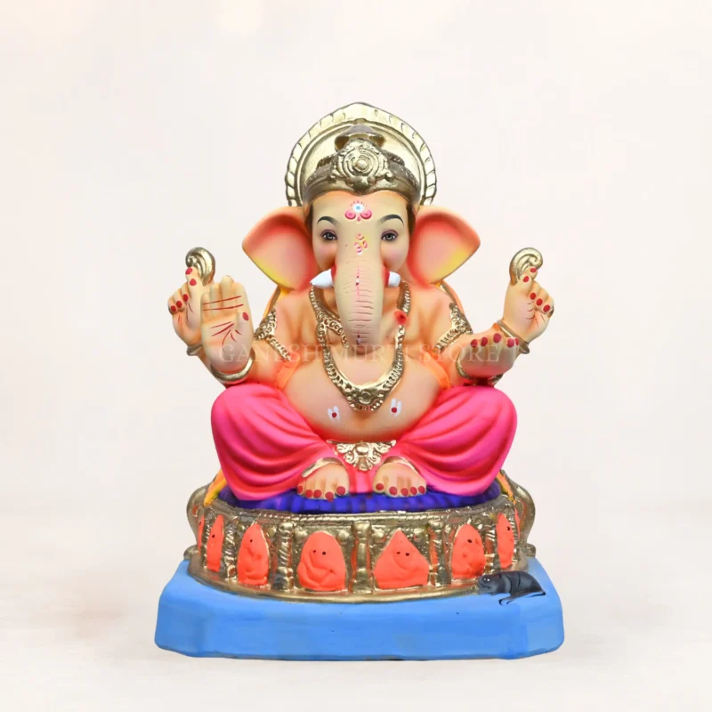 Ashtavinayak Pink Dhoti 15 Inch Eco Friendly Ganpati Idol handcrafted from Shadhu Mati for Ganesh Chaturthi
