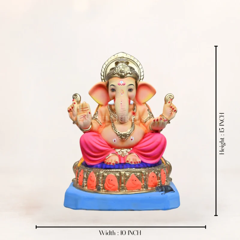 Ashtavinayak Pink Dhoti 15 Inch Shadhu Mati Eco Friendly Ganpati Idol for Ganesh Chaturthi