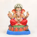 Ashtavinayak Red Dhoti 15 Inch Eco Friendly Ganpati Idol made from Shadhu Mati for home Ganesh Chaturthi celebrations