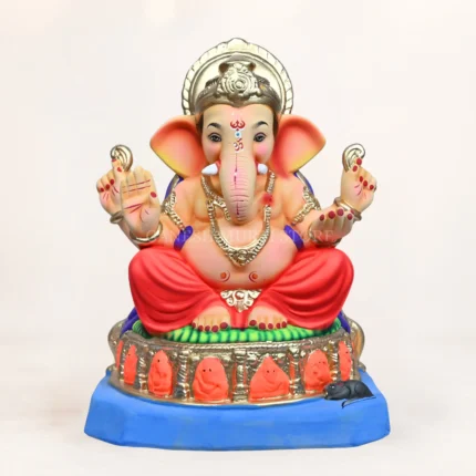Ashtavinayak Red Dhoti 15 Inch Eco Friendly Ganpati Idol made from Shadhu Mati for home Ganesh Chaturthi celebrations