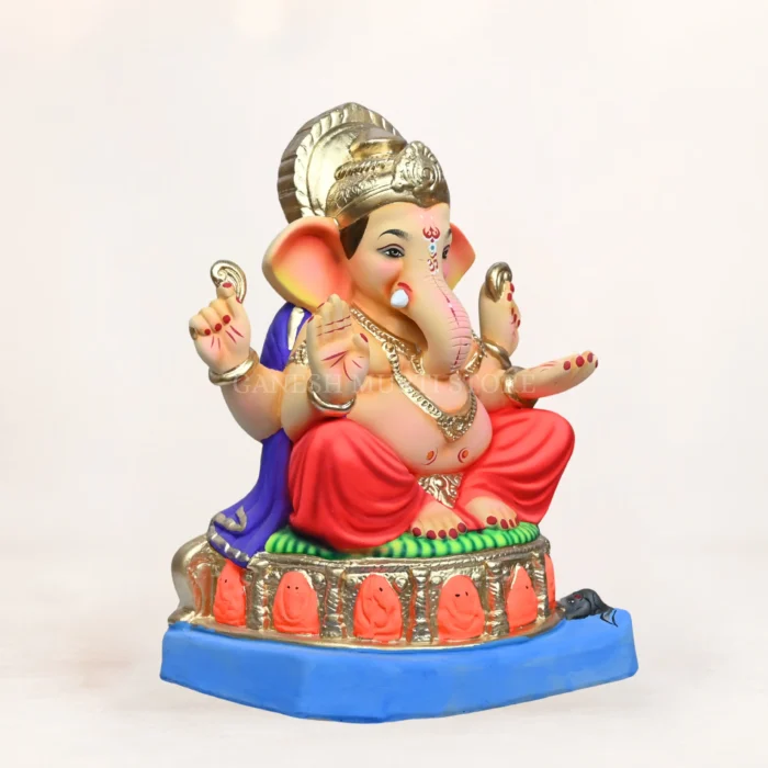 Ashtavinayak Red Dhoti 15 Inch Premium Eco Friendly Ganpati Idol handcrafted from Shadhu Mati for Ganesh Chaturthi