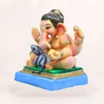 Baal Ganesh Mushak 12 Inch Pink Dhoti Eco Friendly Ganesh Idol Front View
