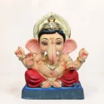 Bal Gattu Red Dhooti 14 Inch Eco Friendly Ganpati Murti made from Shadhu Mati Clay for Ganesh Chaturthi celebrations