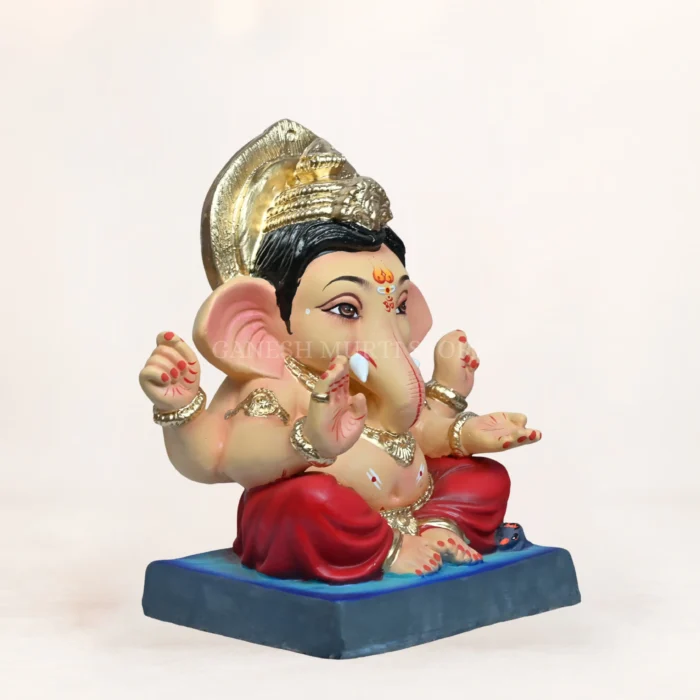 Bal Gattu Red Dhooti 14 Inch Eco Friendly Ganpati Murti made from Shadhu Mati clay for Ganesh Chaturthi celebration