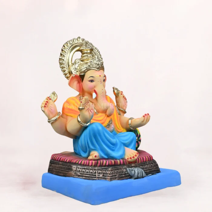 Close-up of Brahman 20 Inch Blue Dhoti Eco-Friendly Ganpati Idol with premium handcrafted detailing.