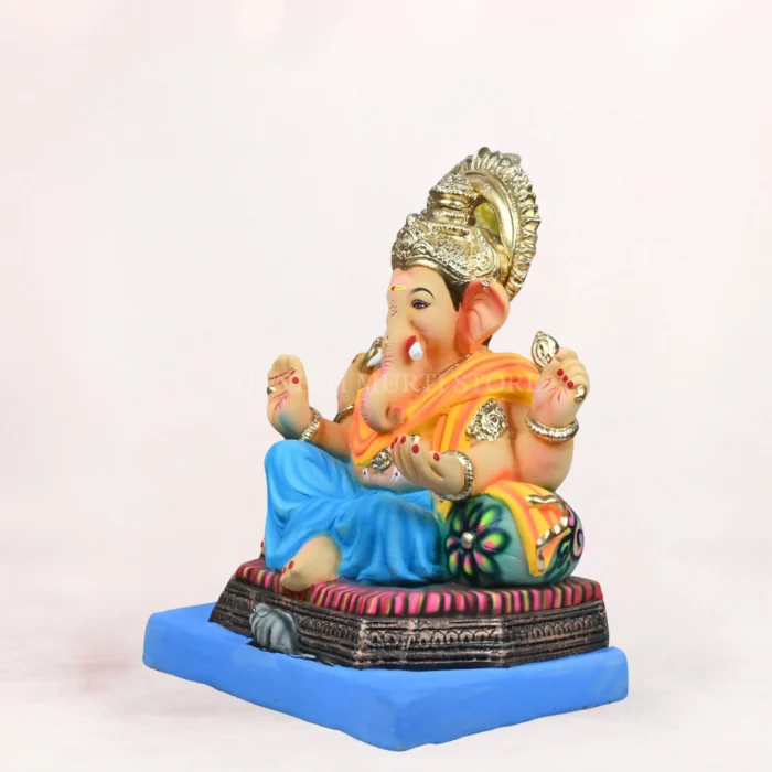Brahman 20 Inch Blue Dhoti Eco-Friendly Ganpati Idol handcrafted from natural Shadu Mati clay for Ganesh Chaturthi.