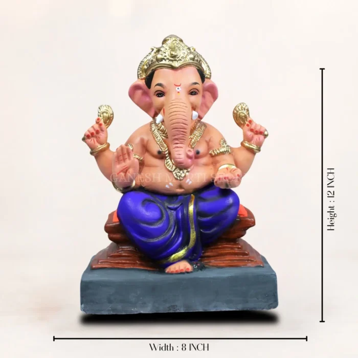 Mitti Ke Chaurang Blue Kp 12 Inch Eco Friendly Ganesh Idol