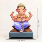 Clay Ganpati idol Chaurang Light Purple 12 inch with safe doorstep delivery