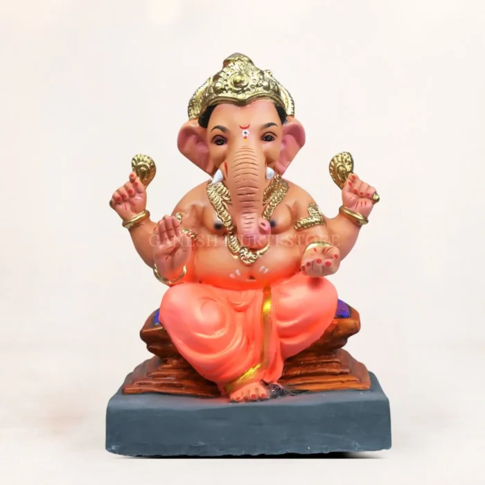 Chaurang Orange-Kp 12 Inch Eco Friendly Ganesh Idol - Image 1