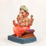 Chaurang Orange Kp 12 Inch Eco Friendly Ganesh Idol Front View