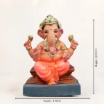 Chaurang Orange Kp 12 Inch Eco Friendly Ganesh Idol Size Dimensions