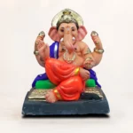 12 INCH ECO FRIENDLY CLAY GANESH MURTI WITH ORANGE DHOTI AT GANESH MURTI STORE