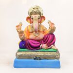 12 inch Shadu Mati Ganpati Idol handcrafted with eco-friendly clay in multicolor finish for Ganesh Chaturthi