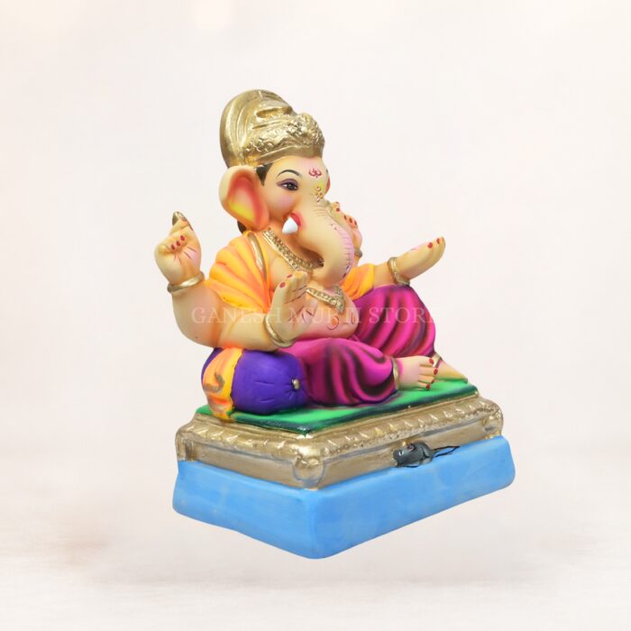 12-inch multicolor Shadu Mati Ganpati Idol by Mukesh Murtikar made from eco-friendly river clay for traditional worship