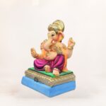 Handmade 12-inch river clay Ganpati idol in multicolor eco-friendly Shadu Mati crafted for Ganesh festival celebrations