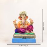 12-inch Shadu Mati Ganpati Idol in multicolor handcrafted from eco-friendly river clay by Mukesh Murtikar for Ganesh Chaturthi celebrations