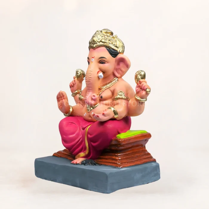 Chaurang Red Kp 12 Inch Eco Friendly Ganesh Idol