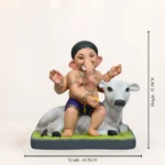 Cow Bal Blue Dhoti eco friendly Ganpati murti 15 inch shadu mati clay handcrafted multi color Ganesh idol Gurugram