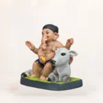 Eco friendly Cow Bal Ganpati murti 15 inch blue dhoti shadu mati clay idol handcrafted Ganesh murti Gurugram