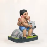 Eco friendly Cow Bal Ganpati murti 15 inch sky blue dhoti shadu mati clay handcrafted Ganesh idol Gurugram