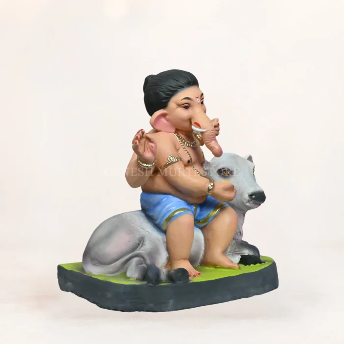 Eco friendly Cow Bal Ganpati murti 15 inch sky blue dhoti shadu mati clay handcrafted Ganesh idol Gurugram