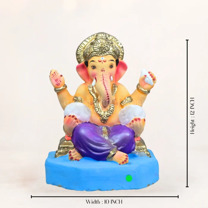 Double Modak Baal Ganesha Purple 12-Inch Eco-Friendly Ganesh Idol -SS - Image 2