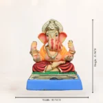Dagaduseth Red Dhoti eco friendly Ganpati murti 15 inch crafted in shadu mati clay, multi color handcrafted idol