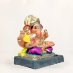 12-inch handmade Lal Bagh Raja Ganesh idol with white finish and eco-friendly Shadu Mati construction.