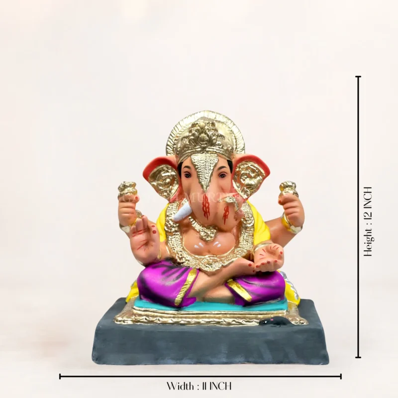 Lal Bagh Raja White 12-Inch Eco-Friendly Shadu Mati Ganesh Idol handcrafted with traditional artistic detailing.