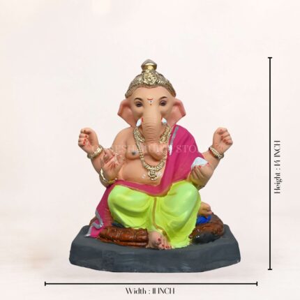 Handmade Eco Friendly Ganesh Idol in Noida crafted from Shadhu Mati with vibrant colors and detailed artistry