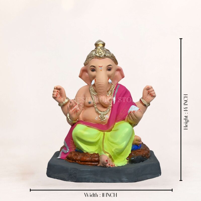 Handmade Eco Friendly Ganesh Idol in Noida crafted from Shadhu Mati with vibrant colors and detailed artistry