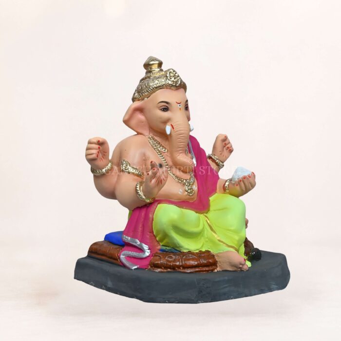 Premium Eco Friendly Ganpati Idol in Noida made with Shadhu Mati, 14-inch colorful Ganesh murti for worship