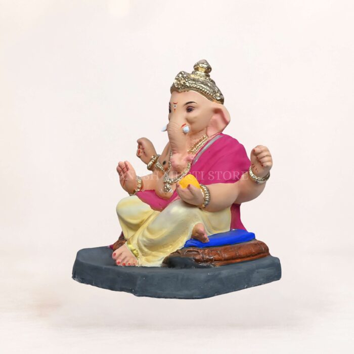 Eco Friendly Ganpati Idol in Delhi made from Shadhu Mati, 14-inch multicolor handcrafted Ganesh murti for eco-conscious celebrations
