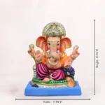 Close-up of Gattu Purple Dhoti 16 Inch Shadu Mati Eco-Friendly Ganesh Idol with intricate handcrafted details.