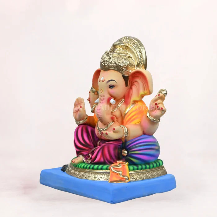 Gattu Purple Dhoti 16 Inch Shadu Mati Eco-Friendly Ganpati Idol handcrafted from natural river clay for Ganesh Chaturthi.