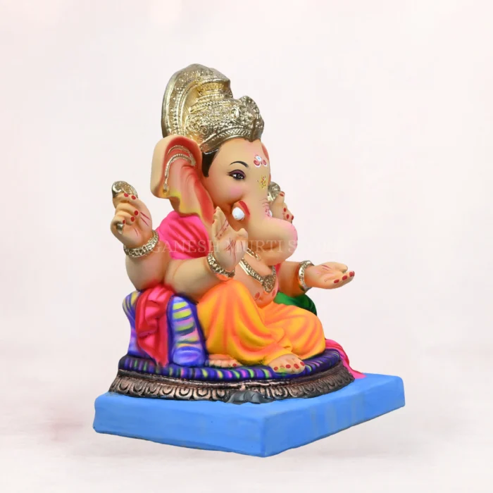 Gattu 16 Inch Yellow Dhoti Shadu Mati Eco-Friendly Ganpati Idol handcrafted from natural river clay for Ganesh Chaturthi.