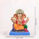 Side angle of Gattu 16 Inch Yellow Dhoti Shadu Mati Eco-Friendly Ganpati Murti handcrafted from natural clay.