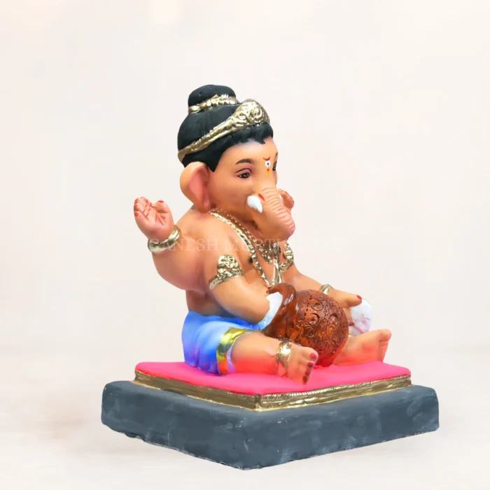 12-inch eco friendly clay Ganesha murti in sky blue color for Ganesh Chaturthi