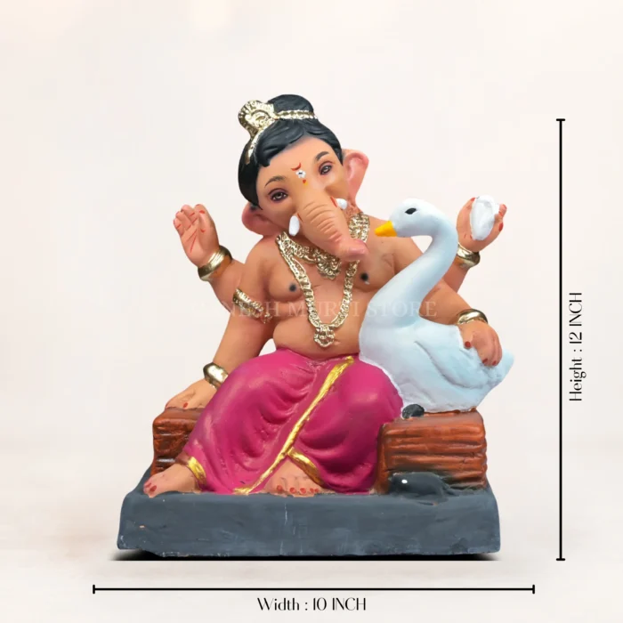 Hans Baal Maroon 12-Inch Eco Friendly Ganesh Idol made of natural clay
