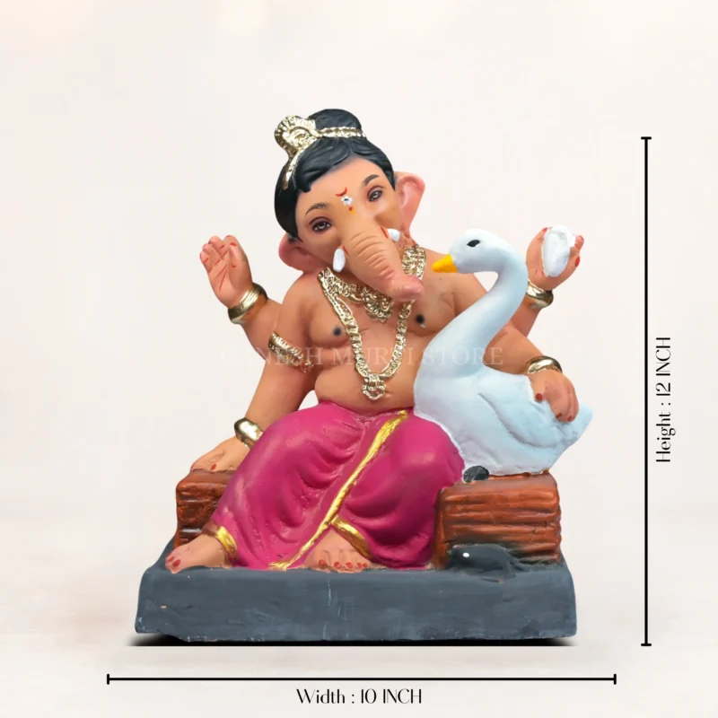 Hans Baal Maroon 12-Inch Eco Friendly Ganesh Idol made of natural clay