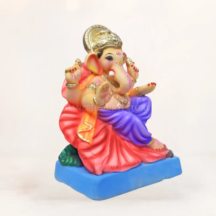 12-inch eco-friendly Shadu Mati Ganpati Murti by Mukesh Murtikar made from river clay for traditional Ganesh worship