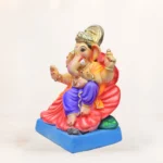 Handmade 12-inch multicolor Shadu Mati Ganpati Murti made from eco-friendly river clay for Ganesh Chaturthi celebrations