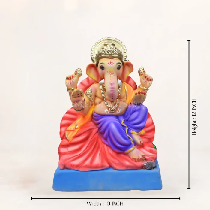 12-inch Shadu Mati Ganpati Murti handcrafted from eco-friendly river clay by Mukesh Murtikar for Ganesh Chaturthi worship in IndiaQ