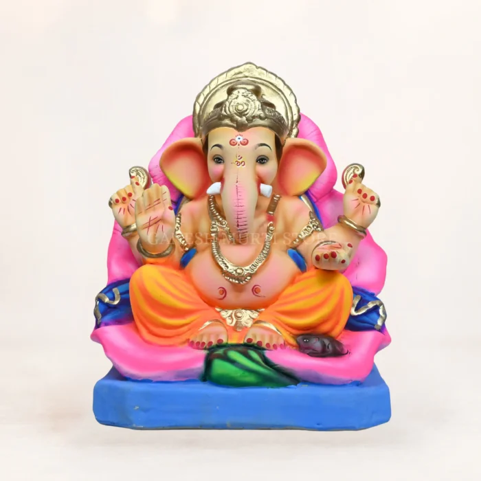 Jaswwand Yellow Dhoti eco friendly Ganpati murti 15 inch shadu mati clay handcrafted multi color Ganesh idol New Delhi