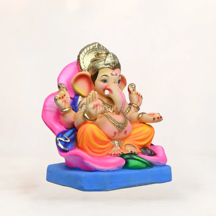 Jaswwand Yellow Ganpati idol 15 inch eco friendly shadu mati clay handcrafted multi color Ganesh murti New Delhi